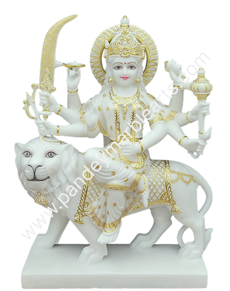 Gold Finish Durga Mata Marble Murti