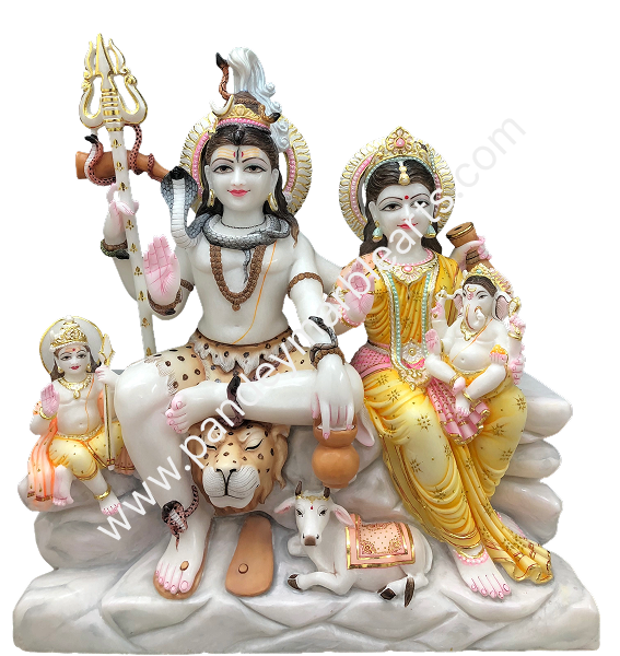 Marble Shiv Family Murti with Nandi